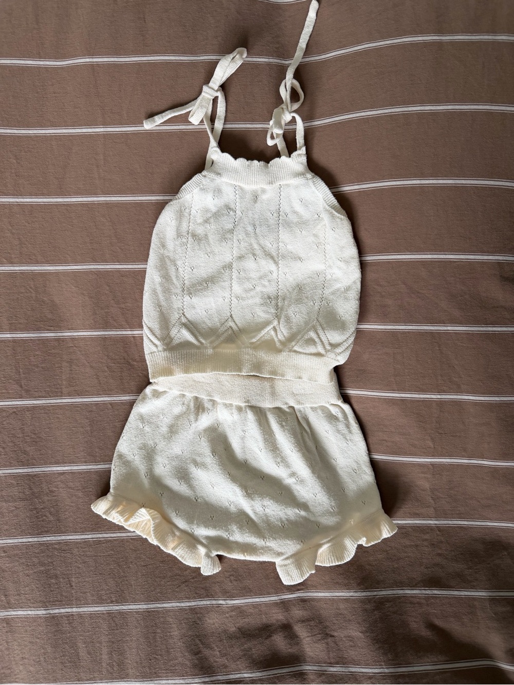 Luna + Luca Cream Knit Tie-Shoulder 2 piece set